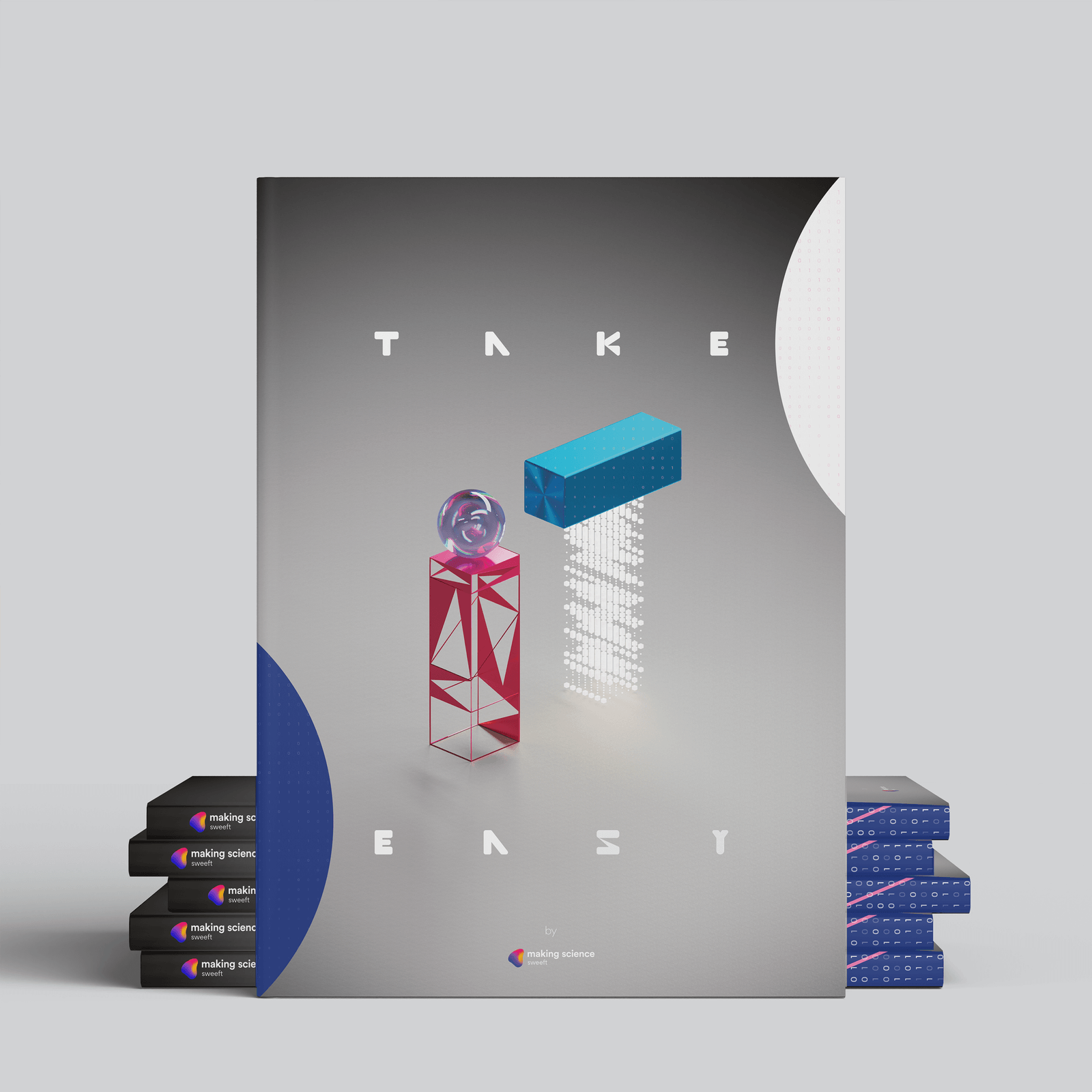 Take IT Easy guidebook cover and opening editorial spread for Making Science · Sweeft